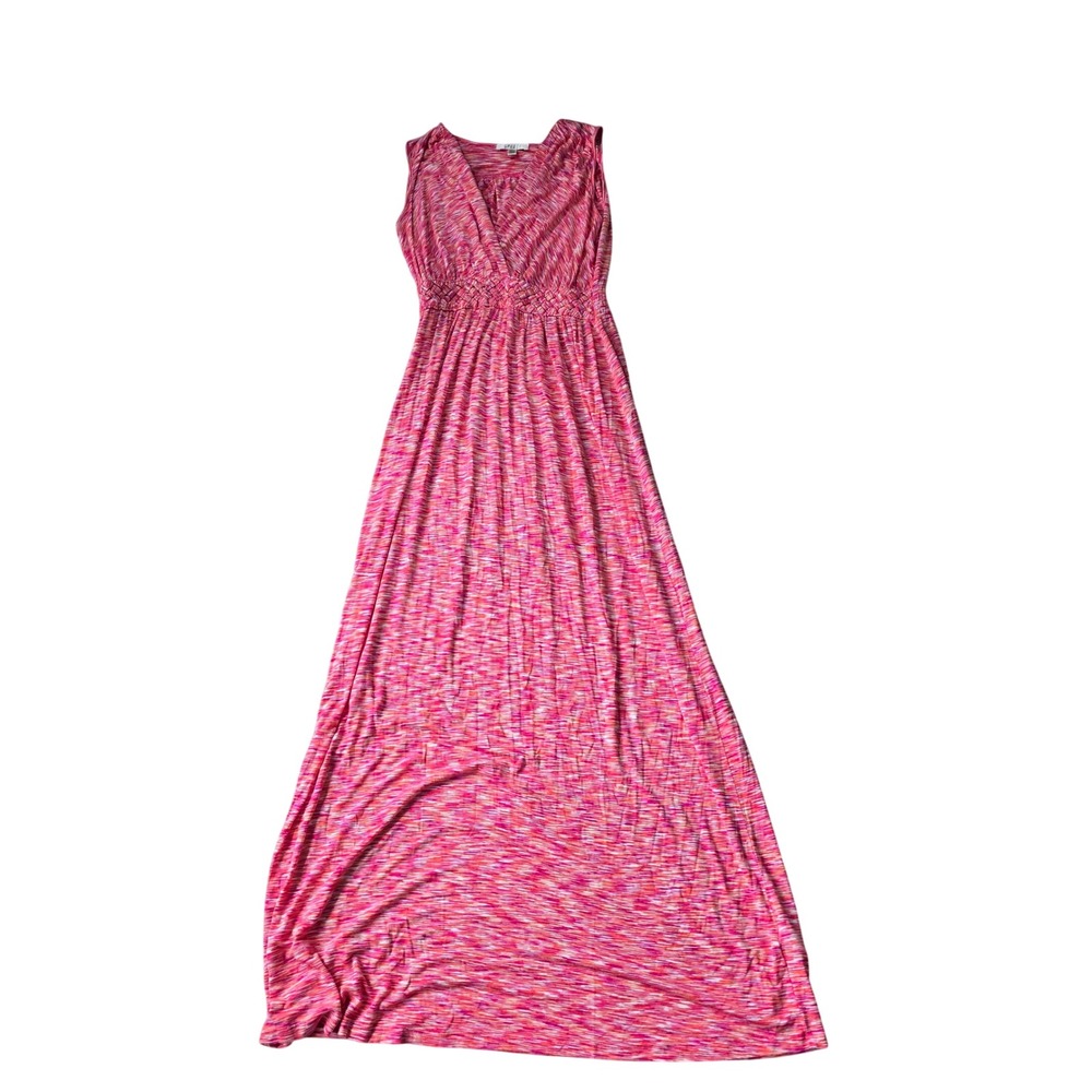 Spense Womens Pink Orange Space Dye Sleeveless Maxi Dress Braided Waist‎  M